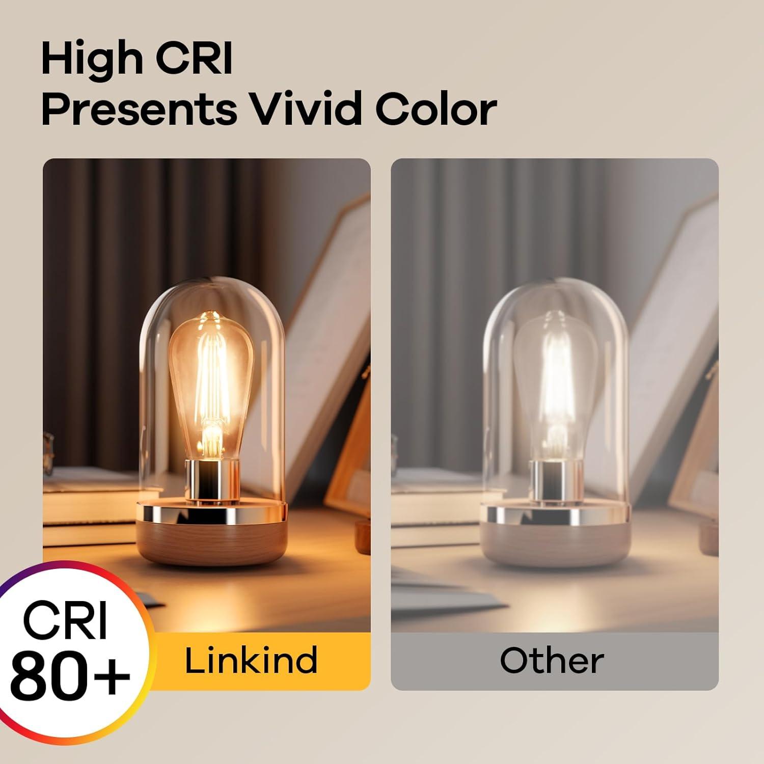 imageLinkind Edison Light Bulbs 60W Equivalent E26 Dimmable Vintage Edison LED Light Bulbs ST58 Antique Decorative Filament LED Bulb 6W 700LM 2700K Soft White CRI80 Clear Glass Light Bulbs 12 PacksSoft White