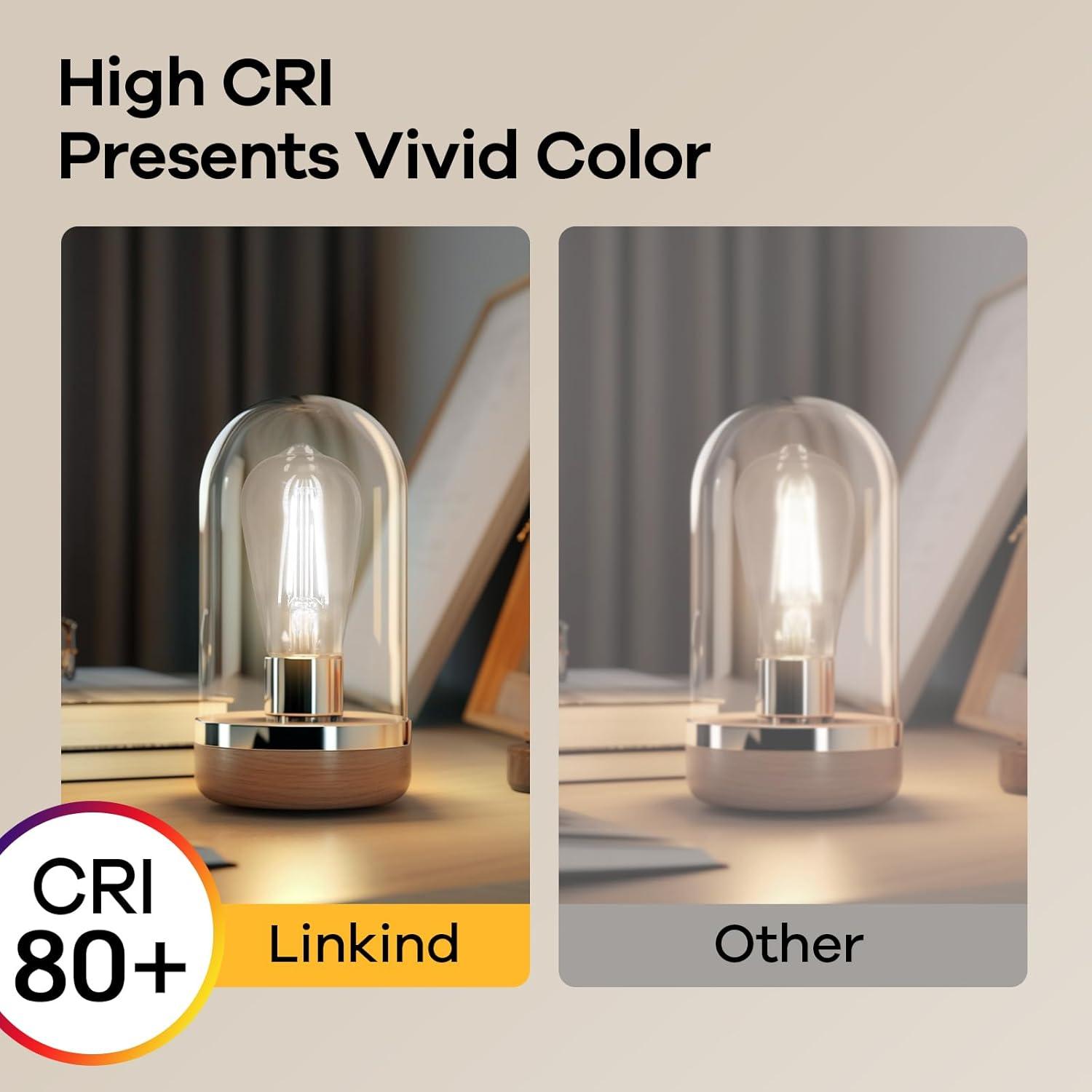 imageLinkind Edison Light Bulbs 60W Equivalent E26 Dimmable Vintage Edison LED Light Bulbs ST58 Antique Decorative Filament LED Bulb 6W 700LM 2700K Soft White CRI80 Clear Glass Light Bulbs 12 PacksCool White