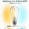 imageLinkind Matter Smart Light Bulb ST19 ST58 Smart Edison Bulbs 2700K6500K E26 LED Bulb 8W 60W 800LM Edison Light Bulb Work with Alexa Google Home Apple Home SmartThings 24GHz WiFi 4Pack6 Pack ST19 with Remote