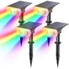 imageLinkind Solar Lights Outdoor Waterproof IP67 StarRay DusktoDawn Outdoor Solar Lights 3 Lighting Modes Solar Spot Lights Outdoor for Garden Yard Landscape Daylight 4 PackMulticolor