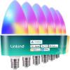 imageLinkind Matter Smart Bulbs E12 Led Bulb Works with AlexaApple HomeGoogle Home Smart Light Bulbs WiFi Candelabra B11 Bulbs RGBTW Color Changing Light Bulb 24Ghz WiFi Bulb 470 LM 4 Pack6 PACK