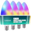 imageLinkind Matter Smart Bulbs E12 Led Bulb Works with AlexaApple HomeGoogle Home Smart Light Bulbs WiFi Candelabra B11 Bulbs RGBTW Color Changing Light Bulb 24Ghz WiFi Bulb 470 LM 4 Pack4 PACK