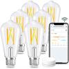imageLinkind Matter Smart Light Bulb ST19 ST58 Smart Edison Bulbs 2700K6500K E26 LED Bulb 8W 60W 800LM Edison Light Bulb Work with Alexa Google Home Apple Home SmartThings 24GHz WiFi 4Pack6 Pack ST19 with Remote