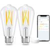 imageLinkind Matter Smart Light Bulb ST19 ST58 Smart Edison Bulbs 2700K6500K E26 LED Bulb 8W 60W 800LM Edison Light Bulb Work with Alexa Google Home Apple Home SmartThings 24GHz WiFi 4Pack2 Pack ST19 with Remote