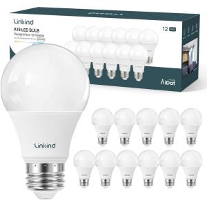 imageLinkind A19 LED Light Bulb 60W Equivalent 2700K Soft White Light Bulbs 800 Lumens 85W NonDimmable LED Bulbs E26 Standard Base Energy Efficient for Bedroom Home Office 6 PacksDaylight60 Watt 12 Pack