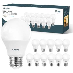 imageLinkind A19 LED Light Bulb 60W Equivalent 2700K Soft White Light Bulbs 800 Lumens 85W NonDimmable LED Bulbs E26 Standard Base Energy Efficient for Bedroom Home Office 6 PacksSoft White60 Watt 12 Pack