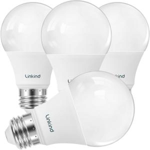 imageLinkind A19 LED Light Bulb 60W Equivalent 2700K Soft White Light Bulbs 800 Lumens 85W NonDimmable LED Bulbs E26 Standard Base Energy Efficient for Bedroom Home Office 6 PacksSoft White60 Watt 4 Pack