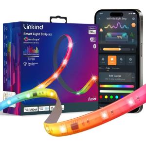 imageLinkind LED Strip Lights RGB 10ft Smart Light Strip Work with Alexa and Google Home App Control Music Sync Segmented Color Changing Led Lights for Bedroom Kitchen10ft