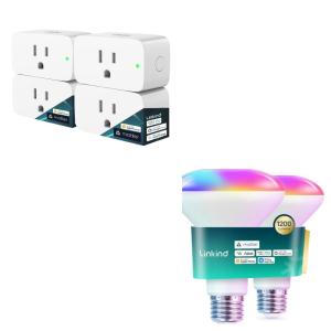 imageLinkind Matter BR30 Smart Light Bulb 1200LM Smart Flood Light Bulbs 2Pack ampamp Matter Smart Plug 4Pack Work with Apple Home Siri Alexa Google Home SmartThings