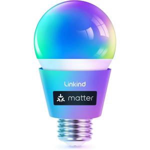 imageLinkind Matter Smart Light Bulb Smart Bulbs Work with Apple HomeSiriAlexaGoogle HomeSmartThings LED Color Changing Light Music Sync RGTBW Smart Home 60W 800LM A19 E26 24Ghz WiFi Only 2 Pack1 Pack Matterenabled