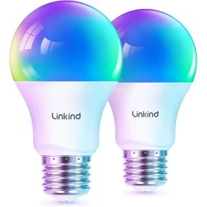 imageLinkind Matter Smart Light Bulb Smart Bulbs Work with Apple HomeSiriAlexaGoogle HomeSmartThings LED Color Changing Light Music Sync RGTBW Smart Home 60W 800LM A19 E26 24Ghz WiFi Only 2 Pack2 Pack Matterenabled