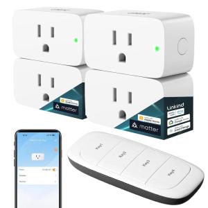 imageLinkind Matter Smart Plug Work with Apple Home Siri Alexa Google Home SmartThings Smart Outlet 15A1800W Max Smart Home Automation APP Remote ControlTimerampampSchedule 24G WiFi Only 1 Pack4 Pack1 Remote