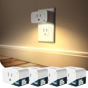 imageLinkind Matter Smart Plug with LED Night Light Work with Alexa Apple Home Google Smart Outlet 15A1800W Dusk to Dawn Plug in Wall TimerampampSchedule ETLampampFCC Certified 24GHz WiFi Only 4 Pack4 Pack