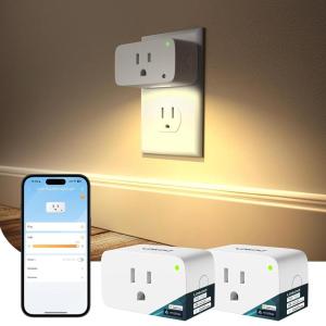 imageLinkind Matter Smart Plug with LED Night Light Work with Alexa Apple Home Google Smart Outlet 15A1800W Dusk to Dawn Plug in Wall TimerampampSchedule ETLampampFCC Certified 24GHz WiFi Only 4 Pack2 Pack