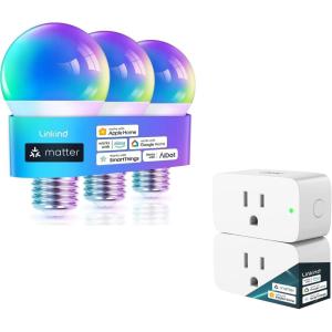 imageLinkind Matter WiFi Smart Light Bulbs Matter Smart Plug Work with Apple Home Siri Alexa Google Home SmartThings
