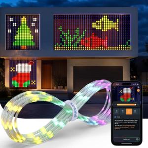 imageLinkind Smart Curtain Lights  APP Control AI Pattern GIF Display Works with Alexa Google Home 400 LEDs Color Changing Christmas Lights Outdoor Indoor for Bedroom Window Halloween Decor 5955ft