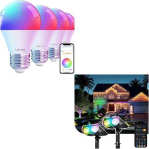 imageLinkind Smart Light Bulbs Smart Bulb That Compatible with Alexa ampamp Google Home Smart Solar Spotlight SL5C Color Changing Landscape Lighting APPVoice Control Solar Lights Outdoor