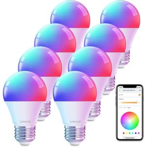 imageLinkind Smart Light Bulbs Smart Bulb That Work with Alexa ampamp Google Home LED Light Color Changing A19 E26 WiFi Light Bulb Dimmable RGBTW Alexa Bulb No Hub Needed 800 Lumen 24Ghz WiFi 6 Pack8 CountPack of 1