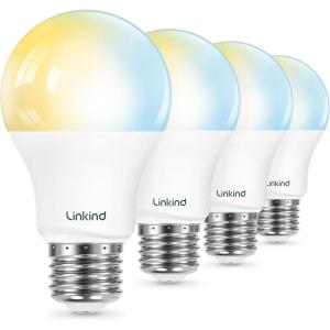 imageLinkind Smart Light Bulbs Soft White to Daylight Tunable 2700K6500K Alexa Light Bulbs Work with Alexa ampamp Google Home CRIampgt90 24GHz WiFi ampamp Bluetooth LED A19 E26 800LM 60W Equivalent 4Pack4 Pack