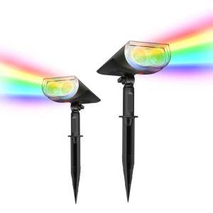 imageLinkind Solar Lights Outdoor StarRayS Bright Solar Spot Lights Outdoor IP67 Waterproof Spotlights for Landscape Garden Yard Walkway Patio TreeWarm White 6 PackMulticolor