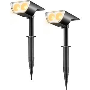 imageLinkind Solar Lights Outdoor StarRayS Bright Solar Spot Lights Outdoor IP67 Waterproof Spotlights for Landscape Garden Yard Walkway Patio TreeWarm White 6 PackWarm White