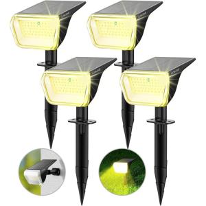 imageLinkind Solar Lights Outdoor Waterproof IP67 3000K6500K Solar Motion Sensor Lights with 6 Modes 60 LEDs Solar Powered Spot Lights Outside Landscape Lighting for Garden Yard Pathway 6 PackWarm White