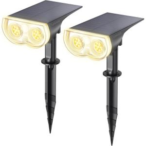 imageLinkind Solar Lights Outdoor Waterproof IP67 StarRay DusktoDawn Outdoor Solar Lights 3 Lighting Modes Solar Spot Lights Outdoor for Garden Yard Landscape Daylight 4 PackWarm White