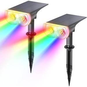 imageLinkind Solar Lights Outdoor Waterproof IP67 StarRay DusktoDawn Outdoor Solar Lights 3 Lighting Modes Solar Spot Lights Outdoor for Garden Yard Landscape Daylight 4 PackMulticolor