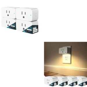 imageMatter Smart Plug 4pack Bundle with Matter Smart Plug with Night Light 4pack Compatible with Alexa Apple Home Google Smart Outlet 15A1800W Max Plug into Wall TimerampampSchedule