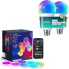 imageLinkind Matter Smart Light Bulb 2 Pack 1600LM 100W and Smart Hexagon Lights 7 Pack Compatible with Alexa and Google Home