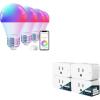 imageLinkind Matter Smart Plug 4 Pack Smart Light Bulbs 4 Pack RGBTW Color Changing Light Bulbs with Remote Control