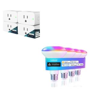 imageLinkind Matter BR30 Smart Light Bulbs RGBTW LED Color Changing Light Bulbs Bundle Matter Smart Plug Work with Apple Home Siri Alexa Google Home SmartThings