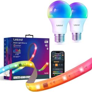 imageLinkind Matter Smart Light Bulb 2 Pack and LED Strip Lights RGB 10ft Compatible with Alexa and Google Home