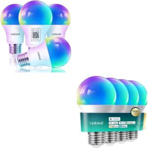 imageLinkind Matter Smart Light Bulbs 1100LM 75W Equivalent 4Pack Bundle Matter Smart Light Bulbs 800LM 60W Equivalent 4Pack Compatible with AlexaApple HomeSiriGoogle HomeSmartThings