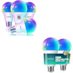 imageLinkind Matter Smart Light Bulbs 1600LM 100W Equivalent 2Pack Bundle Matter Smart Light Bulbs 800LM 60W Equivalent 4Pack Compatible with AlexaApple HomeSiriGoogle HomeSmartThings