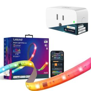 imageLinkind Matter Smart Plug 1 Pack and LED Strip Lights RGB 10ft Compatible with Alexa and Google Home