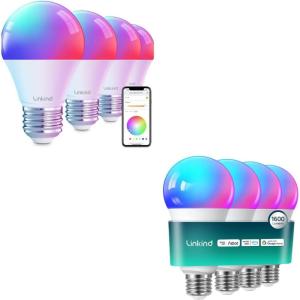 imageLinkind Smart Light Bulbs 1600LM 100W Equivalent 4Pack Bundle Smart Light Bulbs 800LM 60W Equivalent 4Pack Compatible with Alexa ampamp Google Home