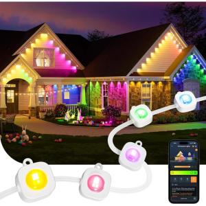 imageLinkind Permanent Outdoor Lights100ft with 72 TripleLEDAI LightingSmart RGBTW for Halloween Lights OutdoorChristmas Decorations IP67 Waterproof Works with AlexaGoogle Assistant