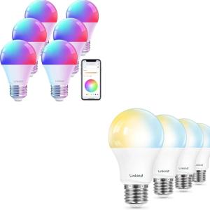 imageLinkind Color Changing Smart Light Bulbs 6 Pack Bundle with Tunable White Smart Light Bulbs 4 Pack Work with Alexa ampamp Google Home