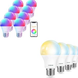 imageLinkind Color Changing Smart Light Bulbs 8 Pack Bundle with Tunable White Smart Light Bulbs 4 Pack Work with Alexa ampamp Google Home