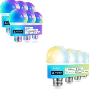 imageLinkind Matter RGBTW Color Changing Bulbs 6 Pack Bundle Matter Soft White to Daylight Smart Light Bulb 4 Pack Smart Bulbs Work with Apple Home Alexa Google Home
