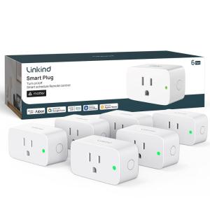 imageLinkind Matter Smart Plug Smart Home Smart Outlet Timer Work with Apple Home Siri Alexa Google SmartThings 15A1800W APP Remote Control ampamp Schedule ETL ampamp FCC Certified 24G WiFi Only 6 Pack6 Pack