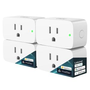 imageLinkind Matter Smart Plug Smart Home Smart Outlet Timer Work with Apple Home Siri Alexa Google SmartThings 15A1800W APP Remote Control ampamp Schedule ETL ampamp FCC Certified 24G WiFi Only 6 Pack4 Pack
