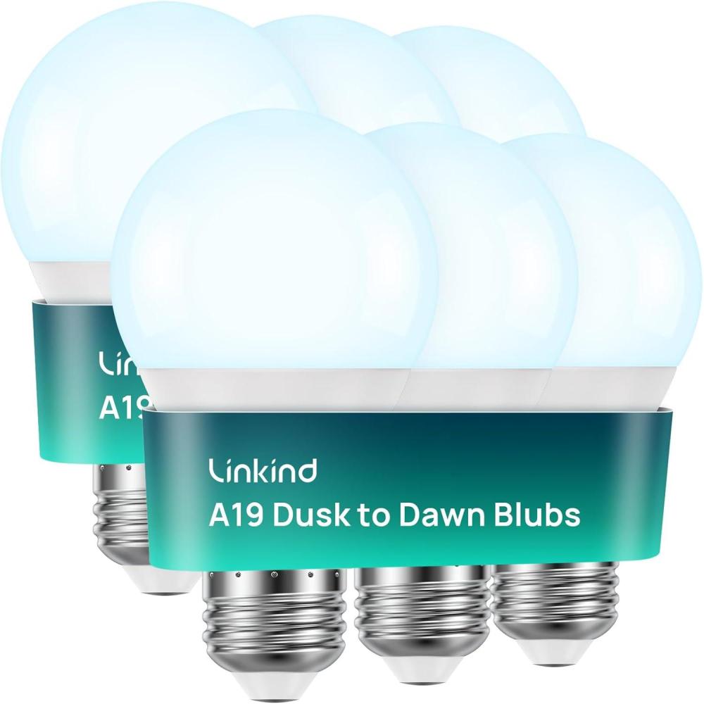 imageLinkind Dusk to Dawn Light Bulbs Outdoor A19 Sensor Led Bulbs Automatic OnOff 95W led Light Bulbs 75 Watt Equivalent 1200 Lumen E26 Base ULampampFCC Listed 5000K Daylight 6 Pack