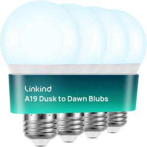 imageLinkind Dusk to Dawn Light Bulbs Outdoor A19 Sensor Led Bulbs Automatic OnOff 95W led Light Bulbs 75 Watt Equivalent 1200 Lumen E26 Base ULampampFCC Listed 5000K Daylight 4 Pack