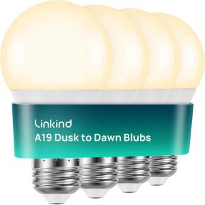 imageLinkind Dusk to Dawn Light Bulbs Outdoor A19 Sensor Led Bulbs Automatic OnOff 95W led Light Bulbs 75 Watt Equivalent 1200 Lumen E26 Base ULampampFCC Listed 2700K Soft White 4 Pack