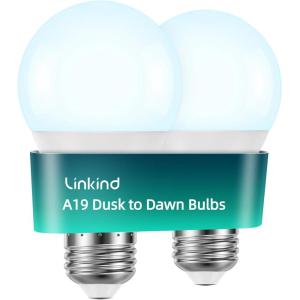 imageLinkind Dusk to Dawn Light Bulbs Outdoor A19 Sensor Led Bulbs Automatic OnOff 95W led Light Bulbs 75 Watt Equivalent 1200 Lumen E26 Base ETLampFCC Listed 5000K Daylight 2 PackDaylight
