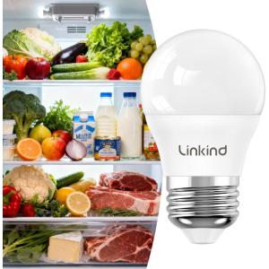 imageLinkind Led Refrigerator Light Bulbs A15 Fridge Light Bulbs 40 Watts Equivalent Waterproof 600LM Appliance Light Bulb 120V Nondimmable 5W LED Bulbs for Freezer E26 Base Daylight 5000K 3 Pack1 Pack