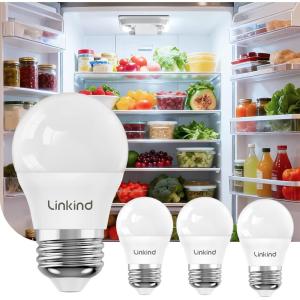 imageLinkind Led Refrigerator Light Bulbs A15 Fridge Light Bulbs 40 Watts Equivalent Waterproof 600LM Appliance Light Bulb 120V Nondimmable 5W LED Bulbs for Freezer E26 Base Daylight 5000K 3 Pack4 Pack