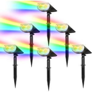 imageLinkind Solar Lights Outdoor StarRayS Bright Solar Spot Lights Outdoor IP67 Waterproof Spotlights for Landscape Garden Yard Walkway Patio TreeWarm White 10 PackMulticolor
